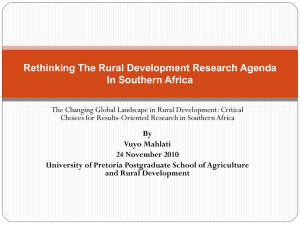 Rethinking the Rural Development Research Agenda in Southern