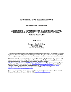 VERMONT NATURAL RESOURCES BOARD Environmental Case