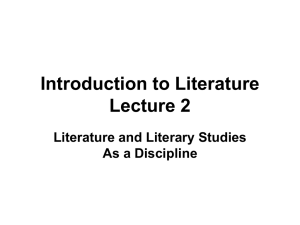 Introduction to Literature Lecture 2