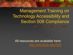 Management Training on Technology Accessibility and Section 508