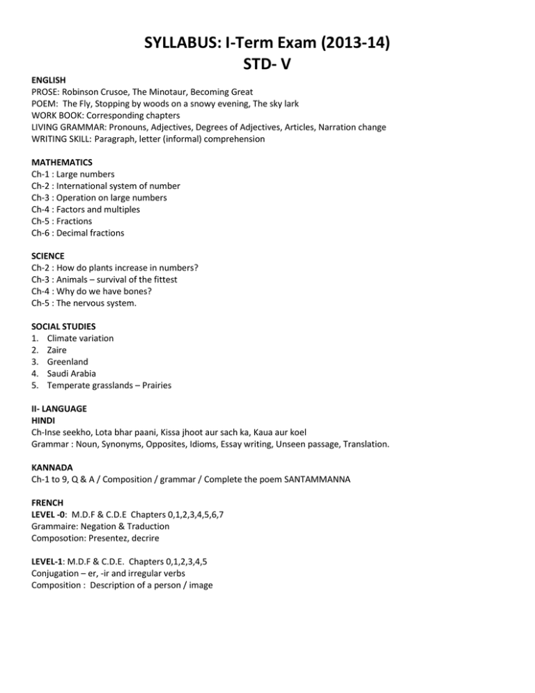 First Term Syllabus And Timetable 13 Word Format