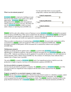 What is an investment property? Investment property is land and or