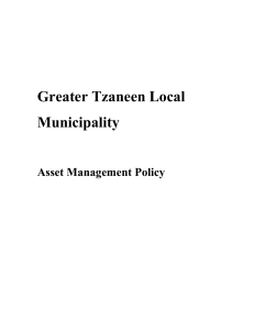 Asset Management Policy - Greater Tzaneen Municipality