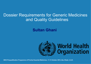 Dossier requirements for generic medicines