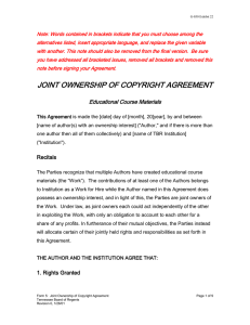 Exhibit 22 - Joint Ownership of Copyright Agreement