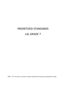 PRIORITIZED STANDARDS LAL GRADE 7 CPI 3.1.7F1 Develop an