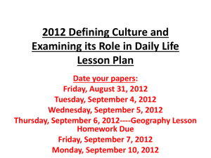 2012 Defining Culture and Examining its Role in Daily Life Lesson