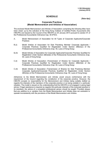 model memorandum of association - Hong Kong Institute of Certified