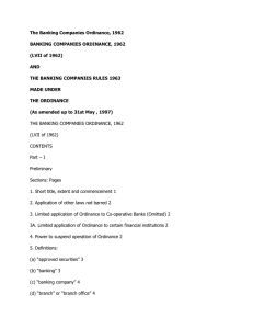 of the Banking Companies Ordinance, 1962