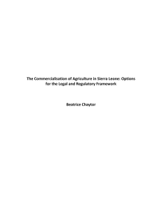 The Commercialisation of Agriculture in Sierra Leone: Options for