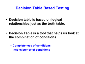 Decision Table Based Testing
