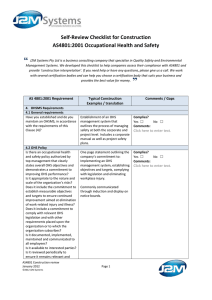 AS4801:2001 OHS Management System Checklist
