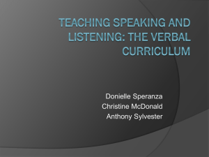 Teaching Speaking and Listening: The Verbal Curriculum