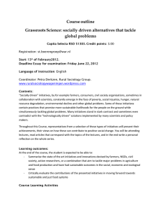 Course outline Grassroots Science: socially driven