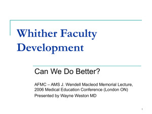 Whither Faculty Development - The Association of Faculties of
