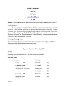 Business Calculus Syllabus and Assignments