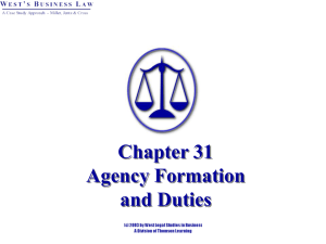 Chapter 31: Agency Formation and Duties