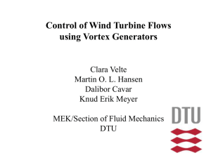 Control of Wind Turbine Flows using Vortex