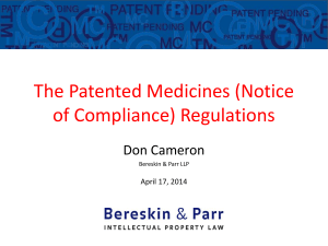 The Patented Medicines (Notice of Compliance) Regulations
