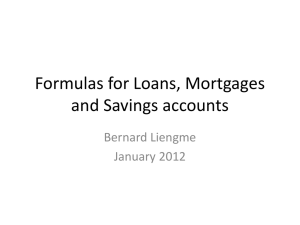 Formulas for Loans, Mortgages and Savings accounts