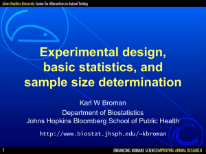 Experimental design,basic statistics, andsample size determination