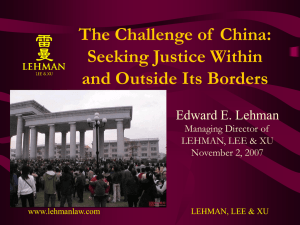 Emerging Legal Problems in China