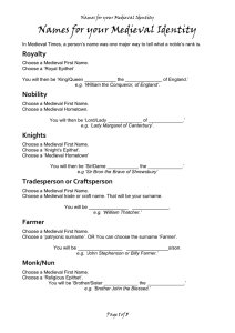 Common Medieval English Names