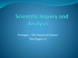 Scientific Inquiry and Analysis Prologue