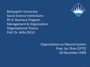 Organizations as Natural System (Selected Schools)