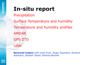 In-situ report Precipitation Surface Temperature and humidity
