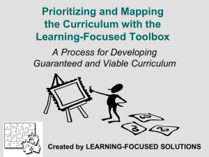 Prioritizing and Mapping Curriculum