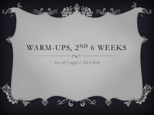 Warm-ups, 2nd 6 weeks