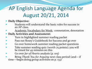 AP English Language Agenda for August 20/21, 2012