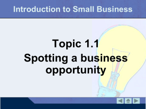Topic 1.1 Spotting a business opportunity