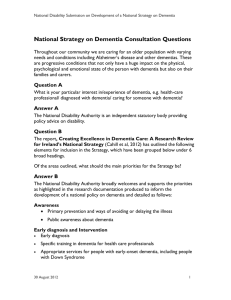National Strategy on Dementia Consultation Questions