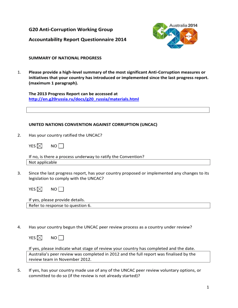 Accountability Report Questionnaire - Australia