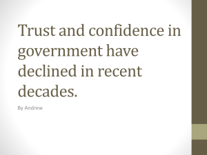 Trust and confidence in government have declined in recent decades.
