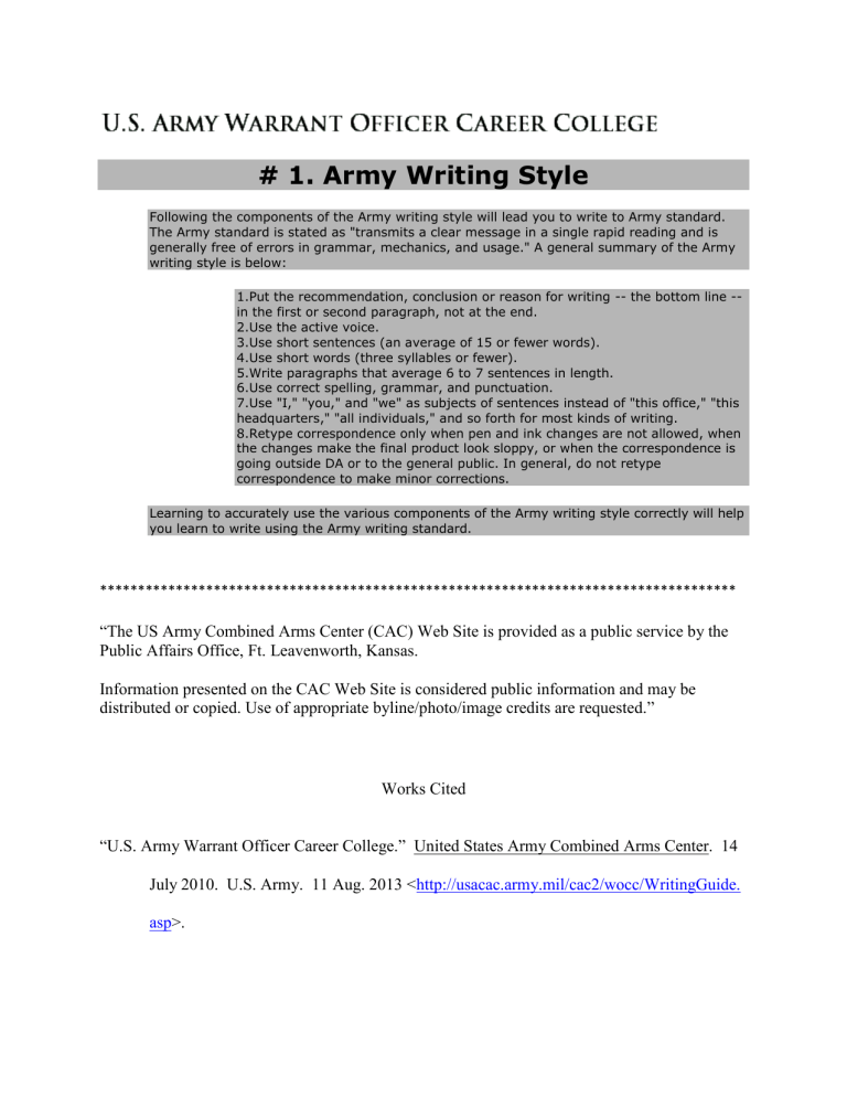army essay writing format