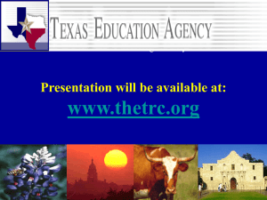 TEA Mathematics Update - Texas Regional Collaboratives