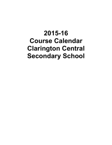 Course Calendar - Clarington Central Secondary School