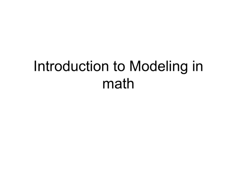 Introduction To Modeling In Math