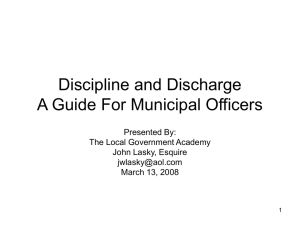 Discipline and Discharge A Guide For Municipal - publicHR