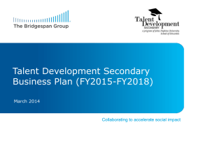 Talent Development Secondary Strategic Plan (FY2015
