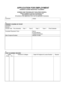 STFC Sandwich Student Application Form