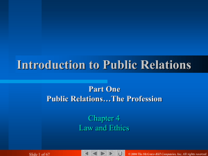 Introduction to Public Relations Law and Ethics