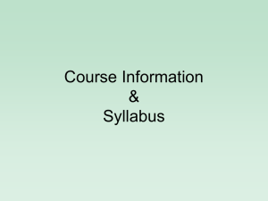 Course Information & Syllabus