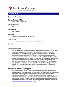 CBST-1110 Mathematics Outline 2011