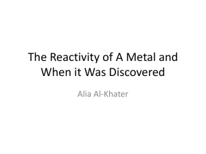 The Reactivity of A Metal and When it Was