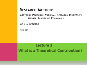 Lecture 2 What is a theoretical contribution