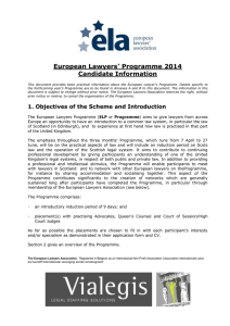 European Lawyers' Programme 2014 Candidate Information